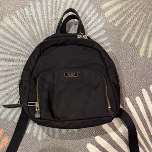 Kate Spade Black Nylon Mini Backpack with Gold Hardware